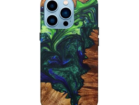 iPhone 14 Pro Wood+Resin Live Edge Phone Case - Tamqrah (Dark Blue, 597266) Fashion