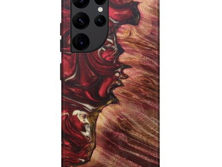 Galaxy S22 Ultra Wood+Resin Live Edge Phone Case - Renu (Dark Red, 596343) For Cheap