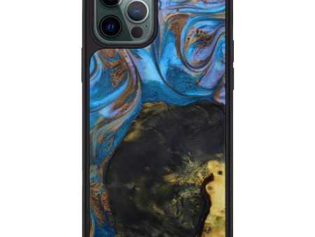 iPhone 12 Pro Max Wood+Resin Phone Case - Aaren (Teal & Gold, 601708) Online