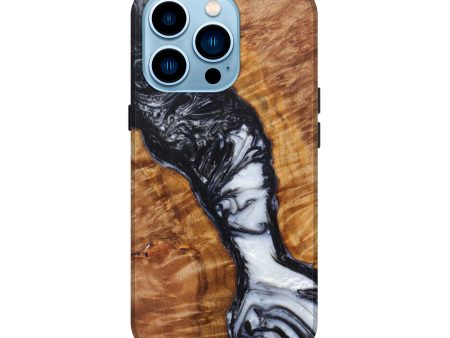 iPhone 14 Pro Wood+Resin Live Edge Phone Case - Farhan (Black & White, 598639) Discount