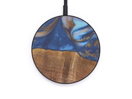 Circle Wood+Resin Wireless Charger - Isa (Teal & Gold, 599832) Sale