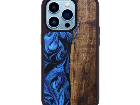 iPhone 14 Pro Wood+Resin Phone Case - Vincente (Dark Blue, 599996) Fashion