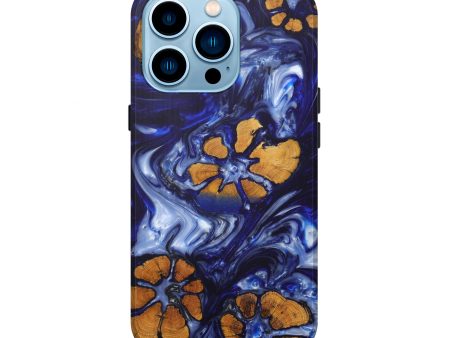 iPhone 14 Pro Wood+Resin Live Edge Phone Case - Arne (Dark Blue, 600173) Hot on Sale