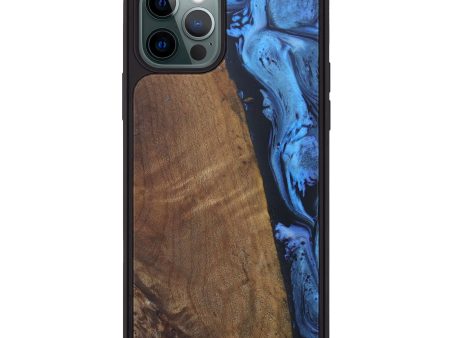 iPhone 12 Pro Wood+Resin Phone Case - Nial (Dark Blue, 597839) For Sale