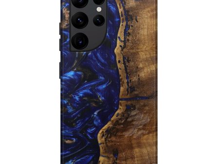 Galaxy S22 Ultra Wood+Resin Live Edge Phone Case - Drucie (Dark Blue, 600174) Fashion