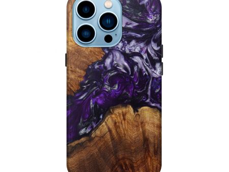 iPhone 14 Pro Wood+Resin Live Edge Phone Case - Heino (Purple, 599147) For Sale