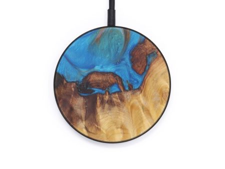 Circle Wood+Resin Wireless Charger - Wilbur (Teal & Gold, 599331) For Discount