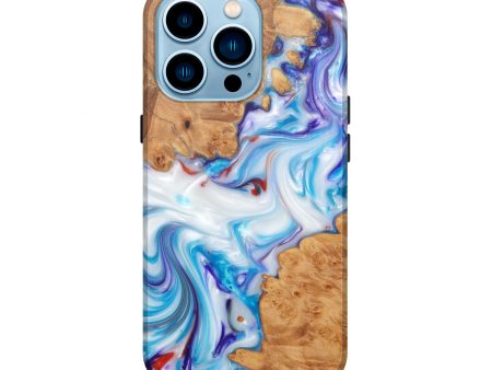 iPhone 14 Pro Wood+Resin Live Edge Phone Case - Arlie (Light Blue, 600186) Discount