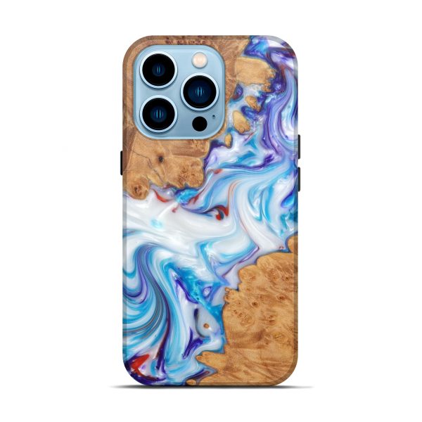 iPhone 14 Pro Wood+Resin Live Edge Phone Case - Arlie (Light Blue, 600186) Discount