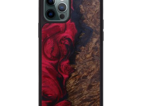 iPhone 12 Pro Wood+Resin Phone Case - Ellie (Dark Red, 599530) Cheap