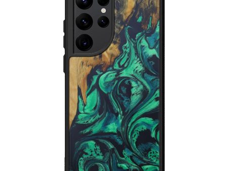 Galaxy S22 Ultra Wood+Resin Phone Case - Gwen (Dark Green, 597895) on Sale