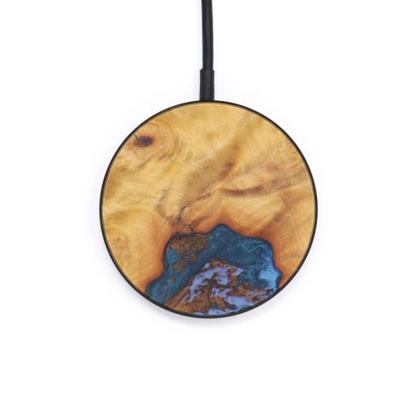 Circle Wood+Resin Wireless Charger - Kristel (Teal & Gold, 599831) Cheap