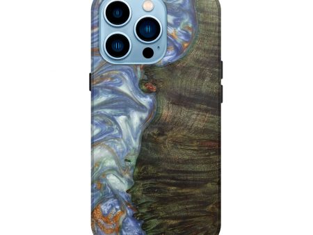 iPhone 14 Pro Wood+Resin Live Edge Phone Case - Amalle (Light Blue, 598624) Discount