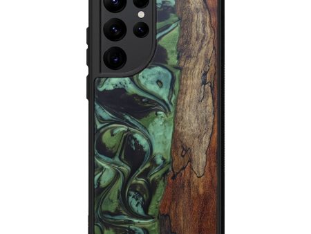 Galaxy S22 Ultra Wood+Resin Phone Case - Tenney (Dark Green, 597894) Online now