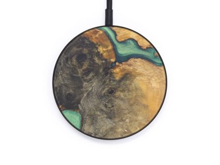 Circle Wood+Resin Wireless Charger - Emilio (Dark Green, 600192) on Sale