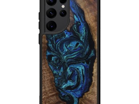 Galaxy S22 Ultra Wood+Resin Phone Case - Bailey (Dark Blue, 602885) For Cheap