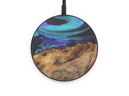 Circle Wood+Resin Wireless Charger - Phil (Light Blue, 599273) Hot on Sale