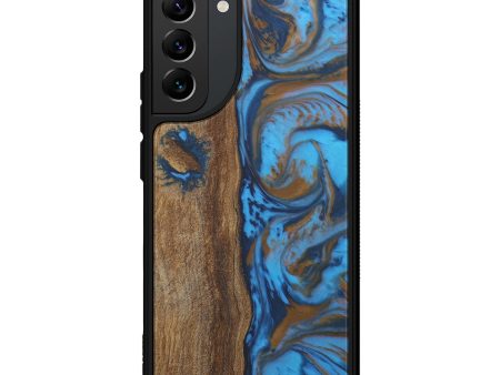 Galaxy S22 Plus Wood+Resin Phone Case - Jacynthe (Teal & Gold, 596698) Hot on Sale