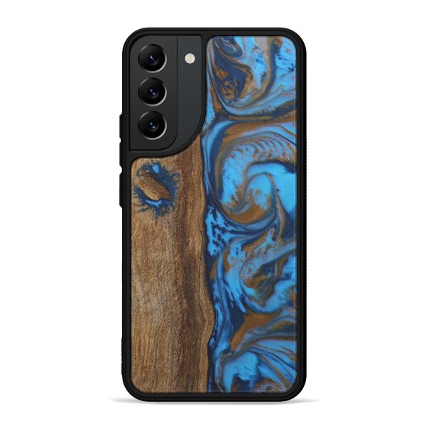 Galaxy S22 Plus Wood+Resin Phone Case - Jacynthe (Teal & Gold, 596698) Hot on Sale