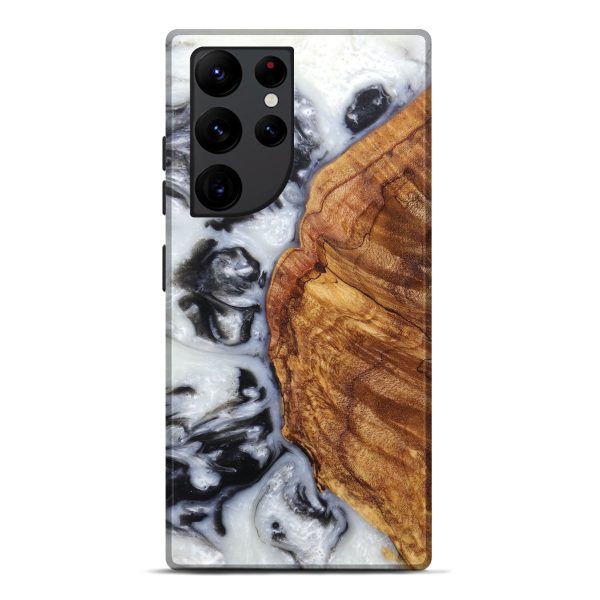 Galaxy S22 Ultra Wood+Resin Live Edge Phone Case - Kerri (Black & White, 596322) on Sale