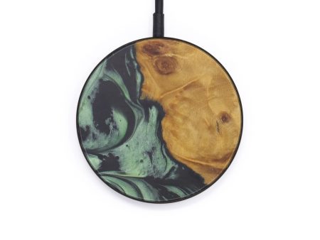 Circle Wood+Resin Wireless Charger - Glyn (Dark Green, 598560) For Discount