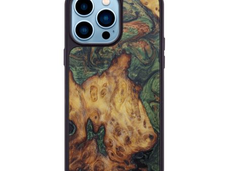 iPhone 14 Pro Max Wood+Resin Phone Case - Raymond (Dark Green, 597556) on Sale