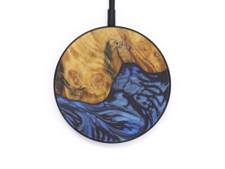 Circle Wood+Resin Wireless Charger - Hermien (Dark Blue, 599299) For Sale