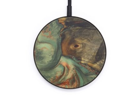 Circle Wood+Resin Wireless Charger - Tasha (Dark Green, 597779) Online Hot Sale