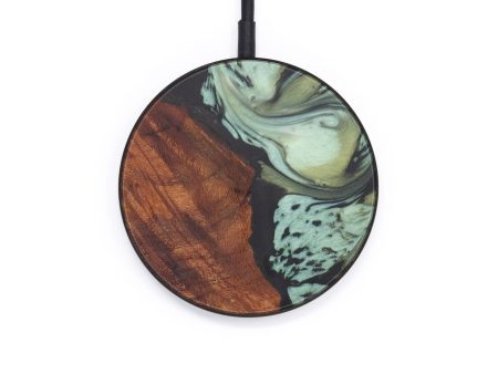 Circle Wood+Resin Wireless Charger - Charee (Dark Green, 597767) Online