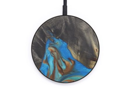 Circle Wood+Resin Wireless Charger - Marlaine (Teal & Gold, 598001) Sale