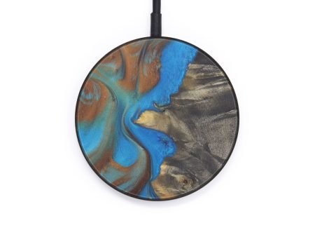 Circle Wood+Resin Wireless Charger - Willyt (Teal & Gold, 599335) For Discount