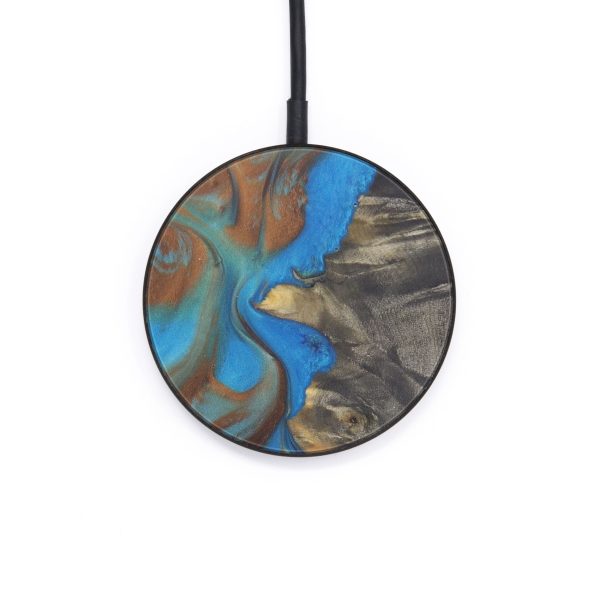 Circle Wood+Resin Wireless Charger - Willyt (Teal & Gold, 599335) For Discount