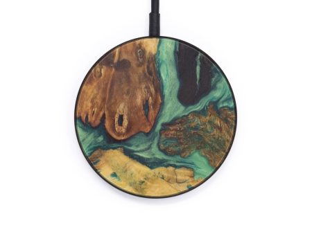 Circle Wood+Resin Wireless Charger - Vinny (Dark Green, 600191) Fashion