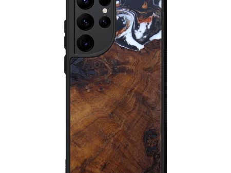 Galaxy S22 Ultra Wood+Resin Phone Case - Courtney (Black & White, 601672) Cheap