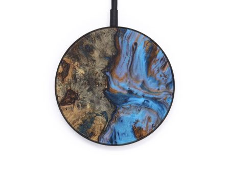 Circle Wood+Resin Wireless Charger - Lyne (Teal & Gold, 596916) Discount