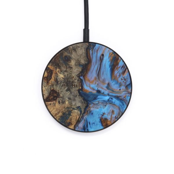 Circle Wood+Resin Wireless Charger - Lyne (Teal & Gold, 596916) Discount