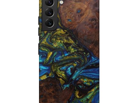 Galaxy S22 Plus Wood+Resin Live Edge Phone Case - Donica (Teal & Gold, 596309) Online Sale