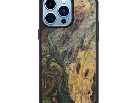 iPhone 14 Pro Max Wood+Resin Phone Case - Torre (Dark Green, 600494) Online now