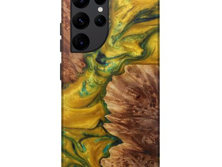 Galaxy S22 Ultra Wood+Resin Live Edge Phone Case - Selma (Teal & Gold, 599136) Fashion