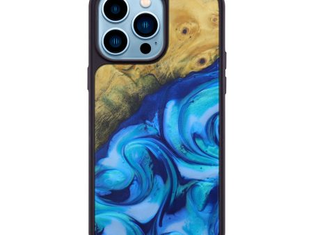 iPhone 14 Pro Max Wood+Resin Phone Case - Theodore (Light Blue, 598182) Discount