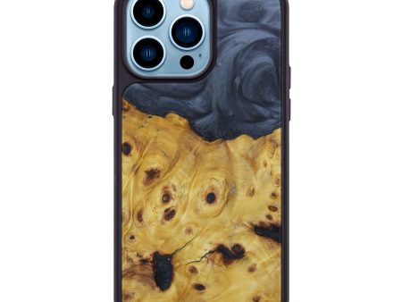 iPhone 14 Pro Max Wood+Resin Phone Case - Thuong (Pure Black, 599922) Supply