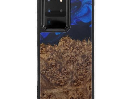 Galaxy S20 Ultra Wood+Resin Phone Case - Vonny (Dark Blue, 599675) Online