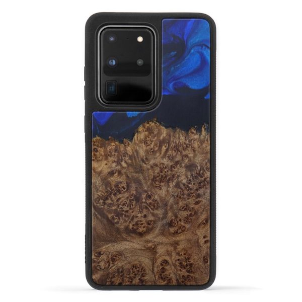 Galaxy S20 Ultra Wood+Resin Phone Case - Vonny (Dark Blue, 599675) Online