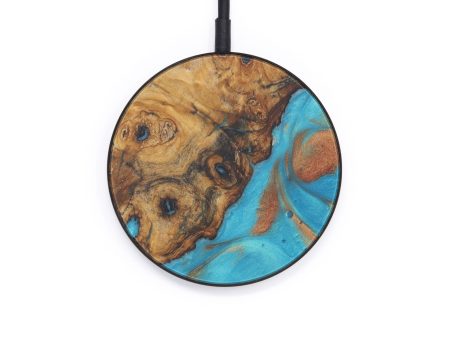 Circle Wood+Resin Wireless Charger - Cairistiona (Teal & Gold, 599323) Fashion