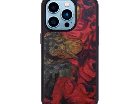 iPhone 14 Pro Wood+Resin Phone Case - Ursulina (Dark Red, 597407) Supply