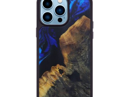 iPhone 14 Pro Max Wood+Resin Phone Case - Team (Dark Blue, 599607) Online Sale