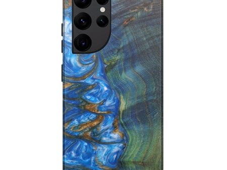 Galaxy S22 Ultra Wood+Resin Live Edge Phone Case - Alix (Light Blue, 600169) For Sale