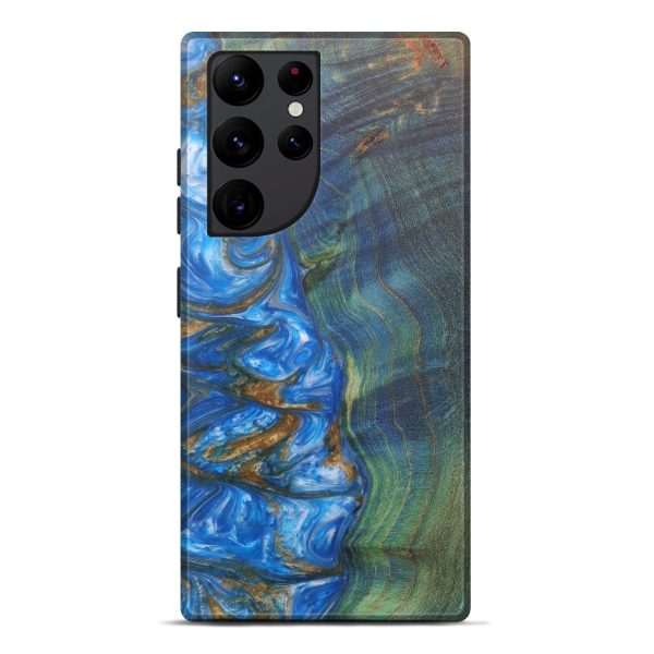 Galaxy S22 Ultra Wood+Resin Live Edge Phone Case - Alix (Light Blue, 600169) For Sale