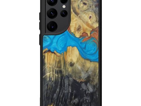 Galaxy S22 Ultra Wood+Resin Phone Case - Tai (Teal & Gold, 599062) For Discount