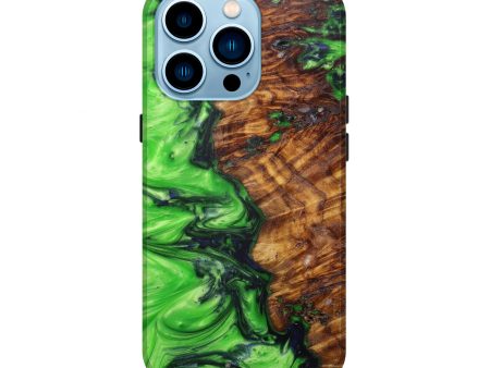 iPhone 14 Pro Wood+Resin Live Edge Phone Case - Viv (Dark Green, 597327) Online Hot Sale